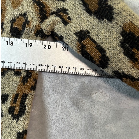 BY DESIGN Retro Sweater Leopard Print Open Front Cardigan Hooded Mob Wife Cozy - Picture 7 of 8